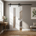 Internal Sliding Door with 1 Light Clear Glass, White Primed, 7 Panel Design