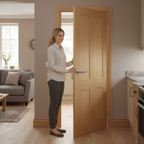 Premium Custom Made Victorian Shaker Fire Door with A-Grade Oak Veneer and Half Hour Fire Rating