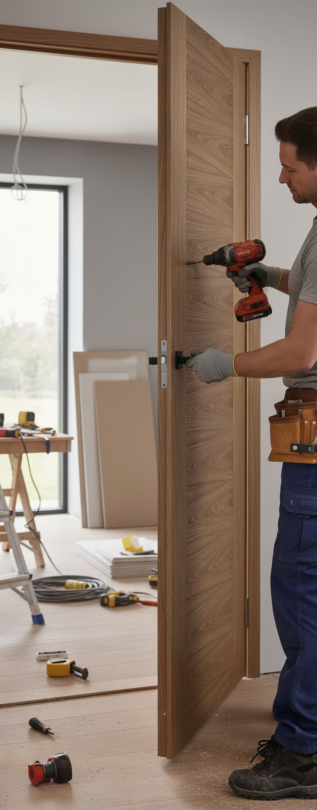 Premium Walnut Internal Fire Door with Engineered Construction and Solid Core for Enhanced Stability and Performance