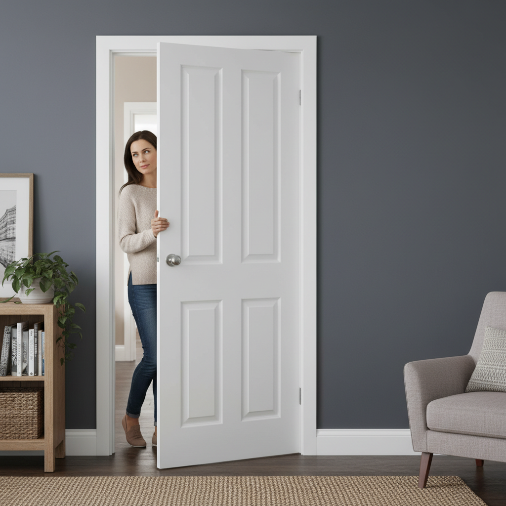 Premium White 4 Panel Fire Door - Solid Core Construction, Classic Design, and Stability