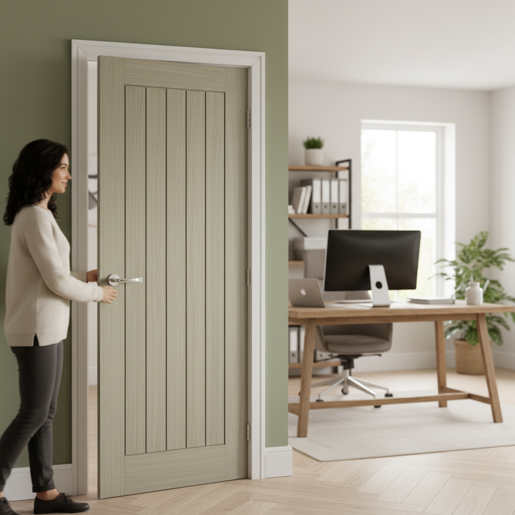 Premium Light Grey Internal Fire Door with Solid Core and Engineered Construction - FD30 Certified