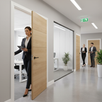 Premium Custom Made Contemporary Oak Fully Finished FD30 Fire Door with Bespoke Design Options