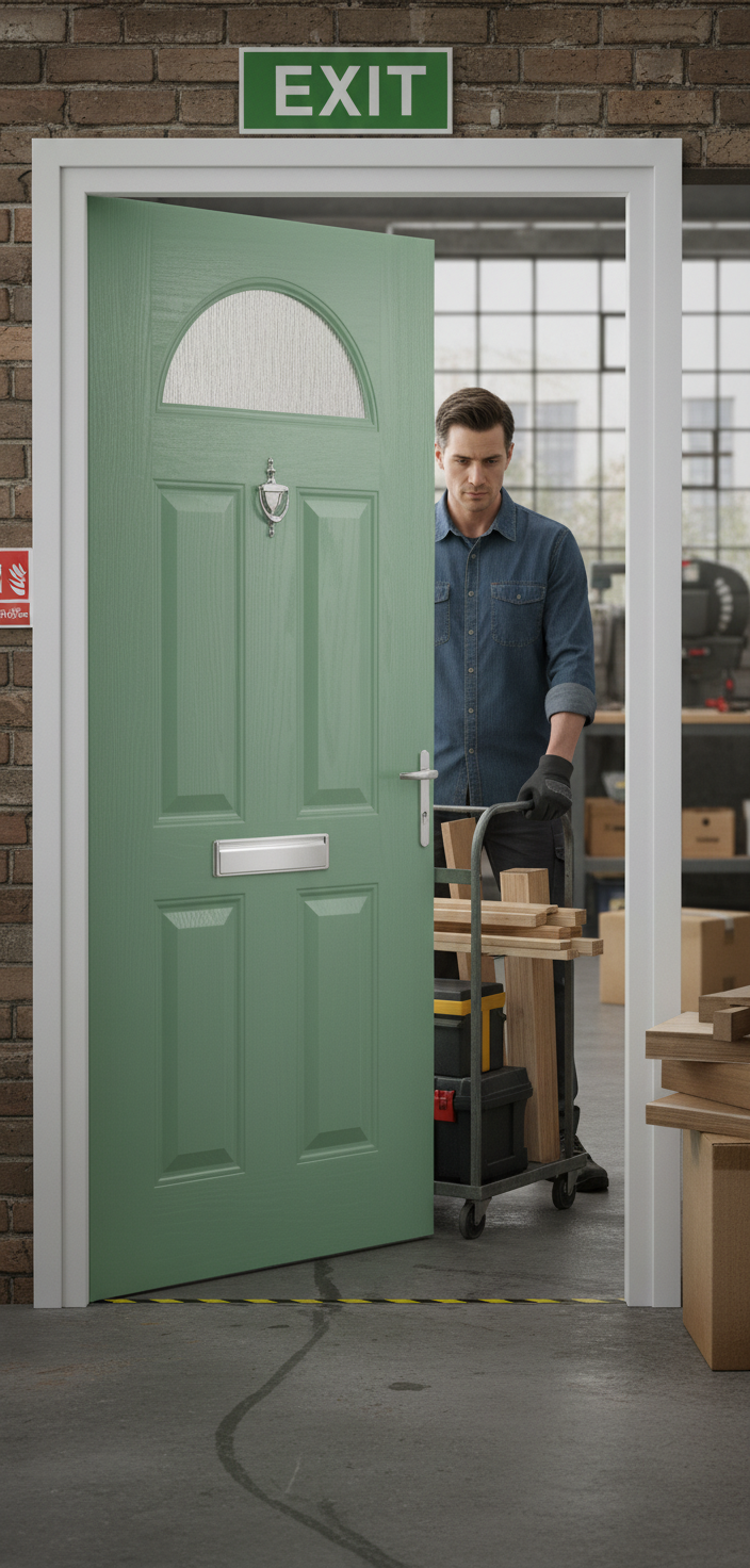 Premium External Glazed Fire Doorset with Solid-Core and 30-Minute Fire Resistance, Multiple Color Options and Security Features