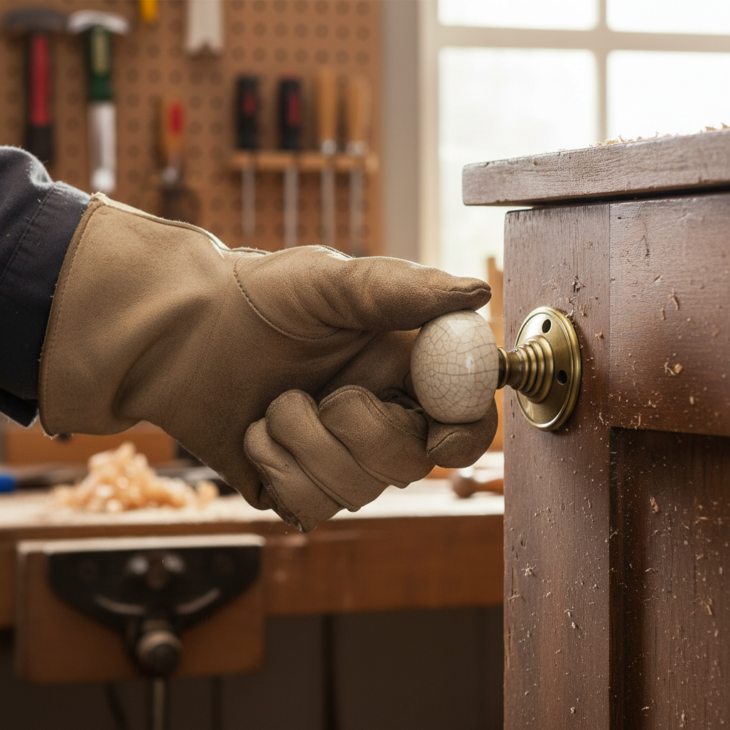 Premium Ivory Crackle Glaze Door Knob on Bronze Rose - Traditional Style with 10 Year Guarantee