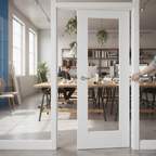 Premium Clear Glazed Internal Door with Recessed Panel Design and Safety Glass - High-Quality Professional Grade for Industrial and Commercial Appl...