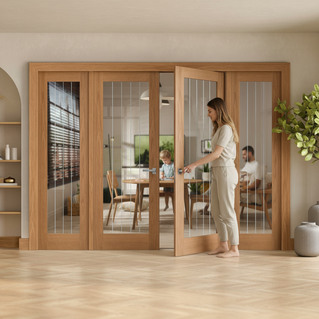 Premium Fully Finished Internal Room Divider Set with 1 Light Obscure Glass Door and Pre-Finished Frame Kit for Easy Installation - Image 2