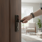 Premium Deco Lever on Backplate Door Handle Set in Black Nickel - Modern Aesthetic with Secure Closure and Matching Hinges - Image 2