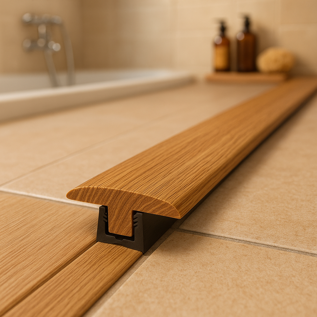 Connecting Profile Door Bar in Golden Oak, 990mm Length - detail view