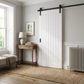 Cottage 1 Panel White Internal Sliding Door, Primed, Black Face Mounted