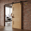 Premium Oak Internal Fully Finished 7 Panel Sliding Door with Black Top Mounted Kit for Modern Living Spaces