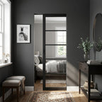 Internal Pocket Door Set, 100mm, Fully Finished, 5 Light Clear Glass, Jet Black