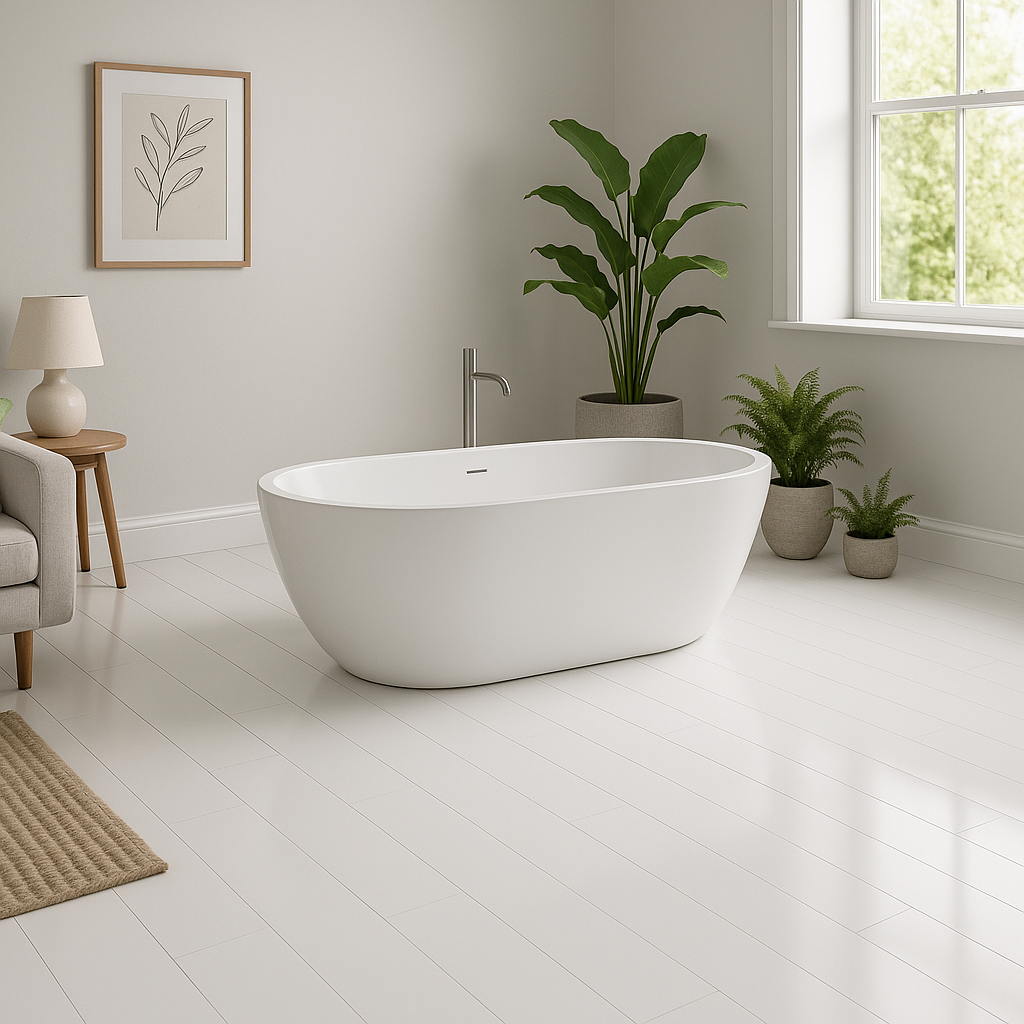 High Gloss White 6mm Rigid Core Plank LVT Flooring