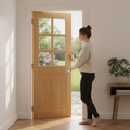 Premium Internal Oak Clear Glazed Door with Solid Core Construction and Bevelled Safety Glass