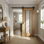 Internal Oak Sliding Door, Unfinished, 3 Light Clear Glass Glazing
