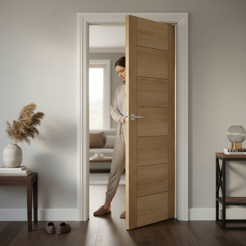 Premium Internal Oak Unfinished FD30 Fire Door with Solid Engineered Core and A-Grade American White Oak Veneer