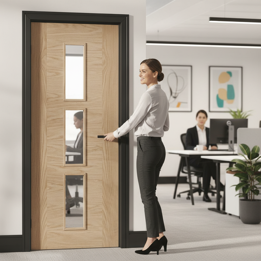 Premium 3L Glazed Internal Door with Clear Glass Panels and Engineered Construction for Strength and Stability