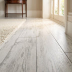 8mm High Gloss Laminate Flooring in Antique White with 4V Bevel Edge - detail view