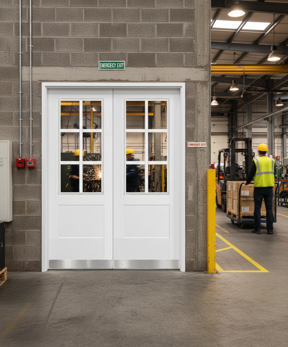 Premium Custom Made White 6 Light Fire Door Pair with 30-Minute Fire Rating and Clear Glass