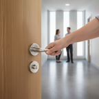 Premium Modern Round Lever Door Handle Set with Satin Chrome Finish for Contemporary Interiors - Image 2