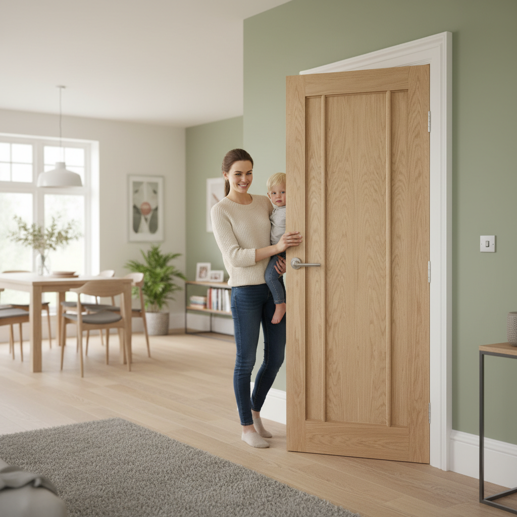 Premium Internal Oak Door Fully Finished - Decorative Beading, Solid Core, Engineered for Strength and Stability