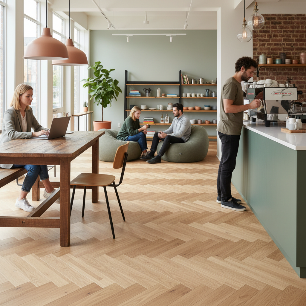 Herringbone 5mm Rigid Core Vinyl Flooring with Purecoat Finish for Durability and Easy Installation - Image 2