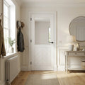 Internal White Door with Chevron Clear Glass, Primed, Solid Core