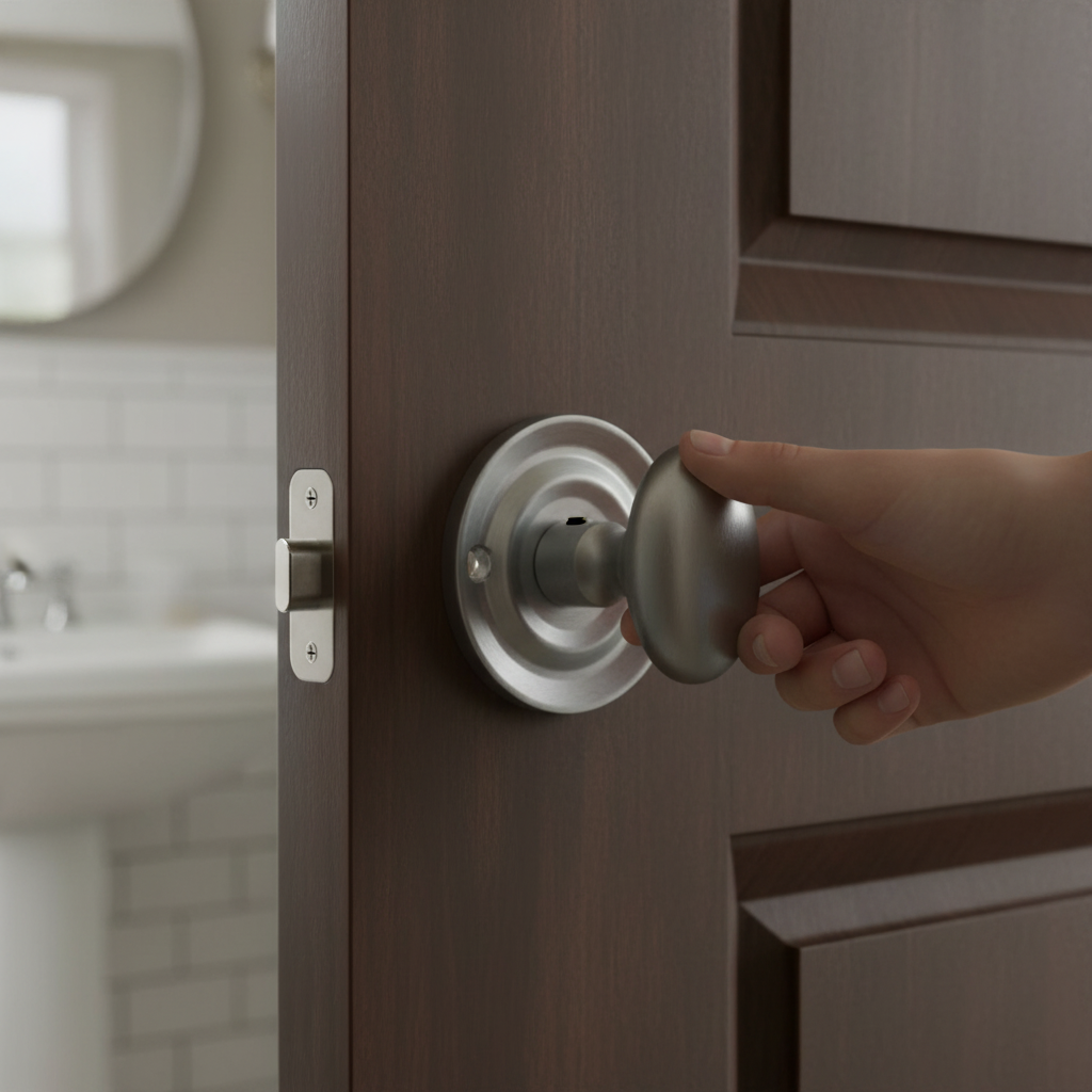 Oval WC Turn and Release on Round Rose, Solid Brass with Satin Chrome Finish for Elegant Door Hardware - Image 2