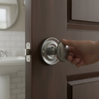 Oval WC Turn and Release on Round Rose, Solid Brass with Satin Chrome Finish for Elegant Door Hardware - Image 2