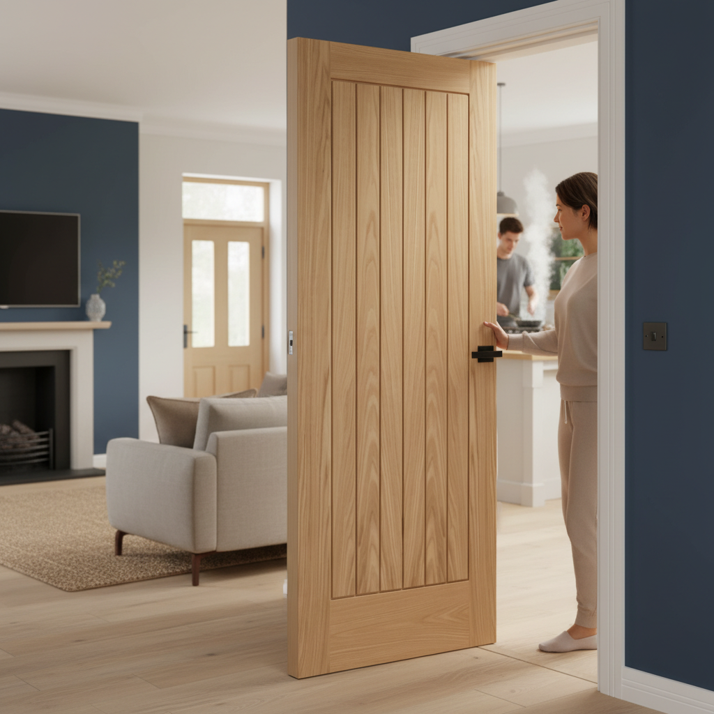 Premium Fully Finished Oak Fire Door with FD30 Fire Rating and Engineered Construction - 10 Sizes Available