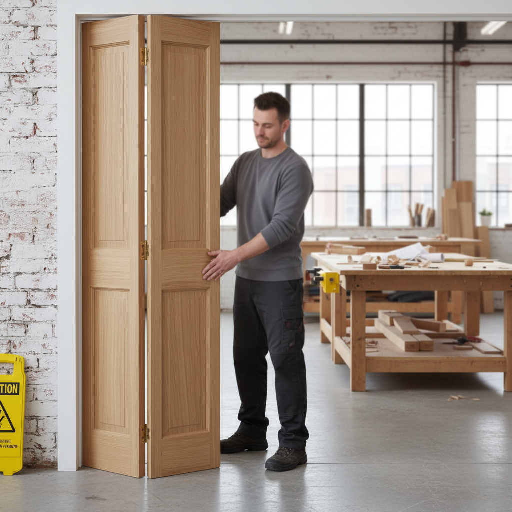 Premium Custom Made Victorian Bifold Door with Raised Panels and Complete Track Kit