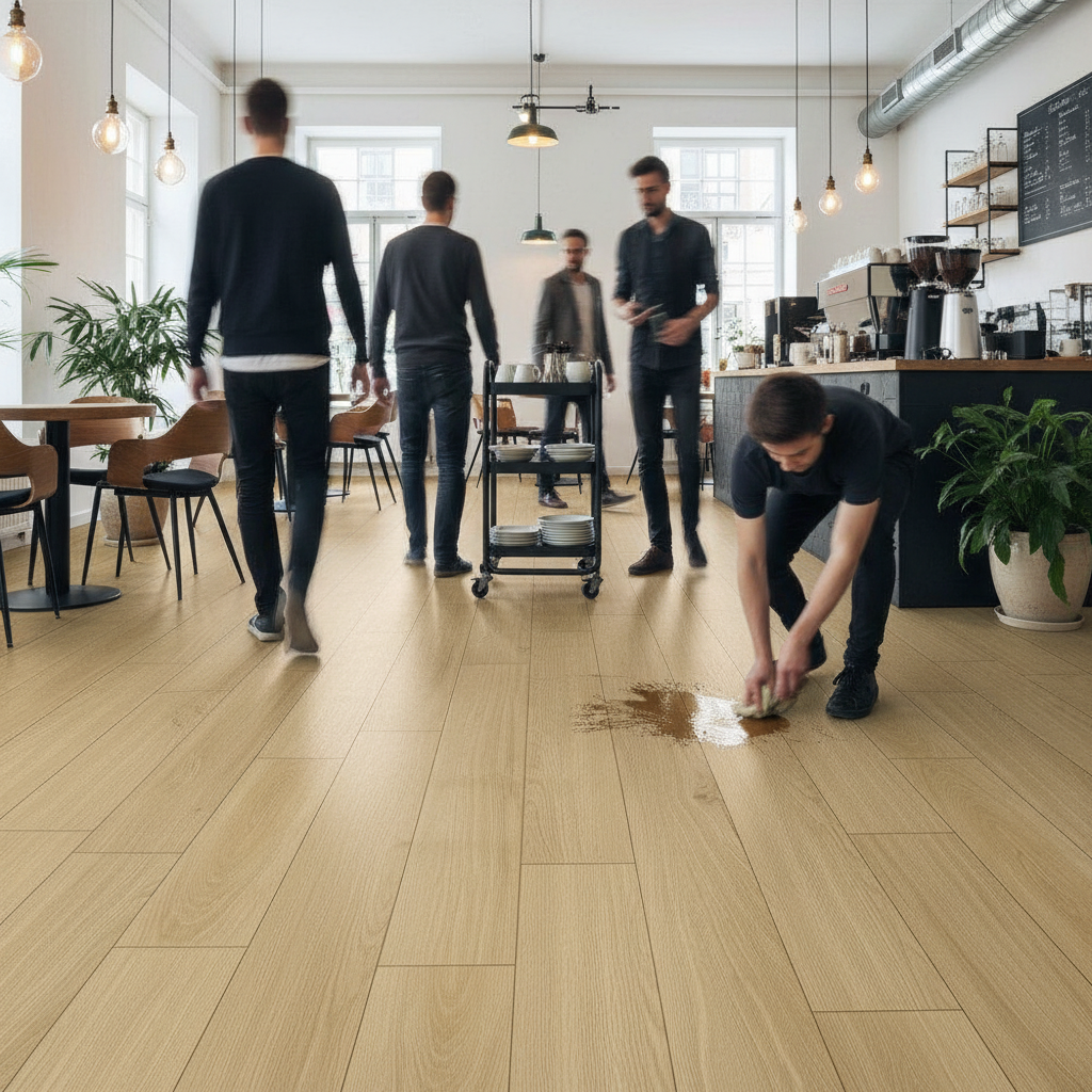 Premium 5mm Embossed UV Coated Rigid Core Vinyl Flooring with Oak Effect for High Traffic Areas