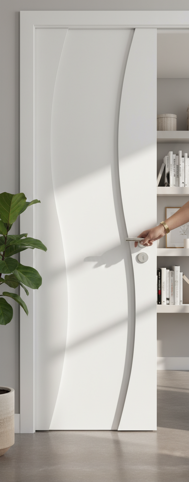 Premium Fully Finished White Internal Door with Curved Design, Solid Core, and Engineered Construction for Modern Interiors