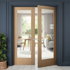 Premium Internal Oak Unfinished Pattern 10 1 Light Glazed Pair Door - Customizable Design with Included Door Pair Maker
