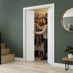 Premium White Bifold Door with Complete Track for Contemporary Home Settings - High-Quality Professional Grade for Industrial and Commercial Applic...