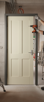 Premium Custom Colour Victorian 4 Panel Shaker Fire Door with Engineered Construction and FSC Certification