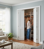 Premium White Shaker Bifold Door - Contemporary Design with Complete Track System for Modern Homes