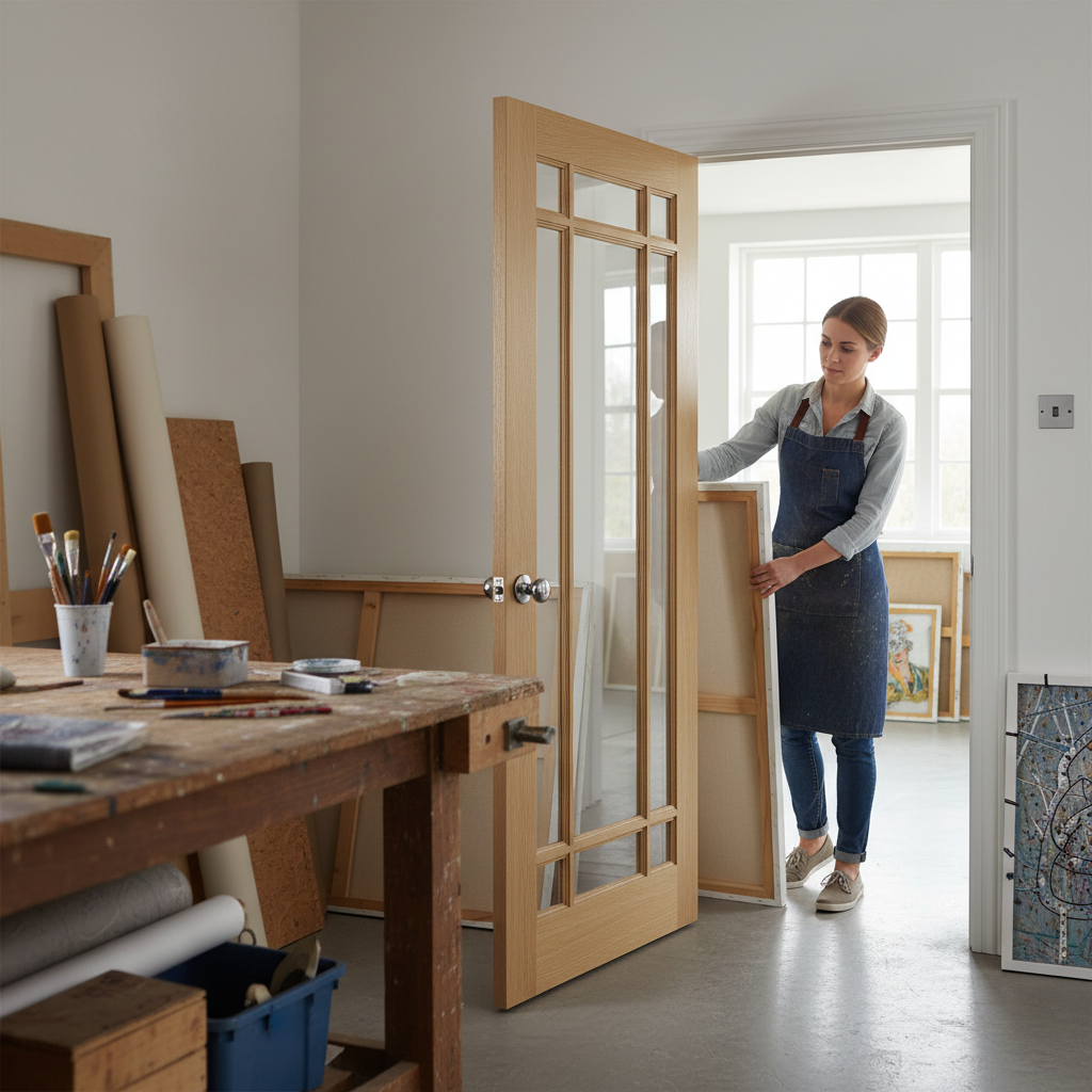 Premium Internal Oak Clear Glazed Door with Toughened Safety Glass and Elegant Design for Modern and Traditional Homes
