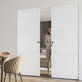 Premium 3 Panel White Double Flush Pocket Door Set with No Bottom Track for Modern Spaces