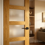 Internal Oak Door Made-to-Measure Fully Finished FD30 with 4 Light Obscure Glass - detail view