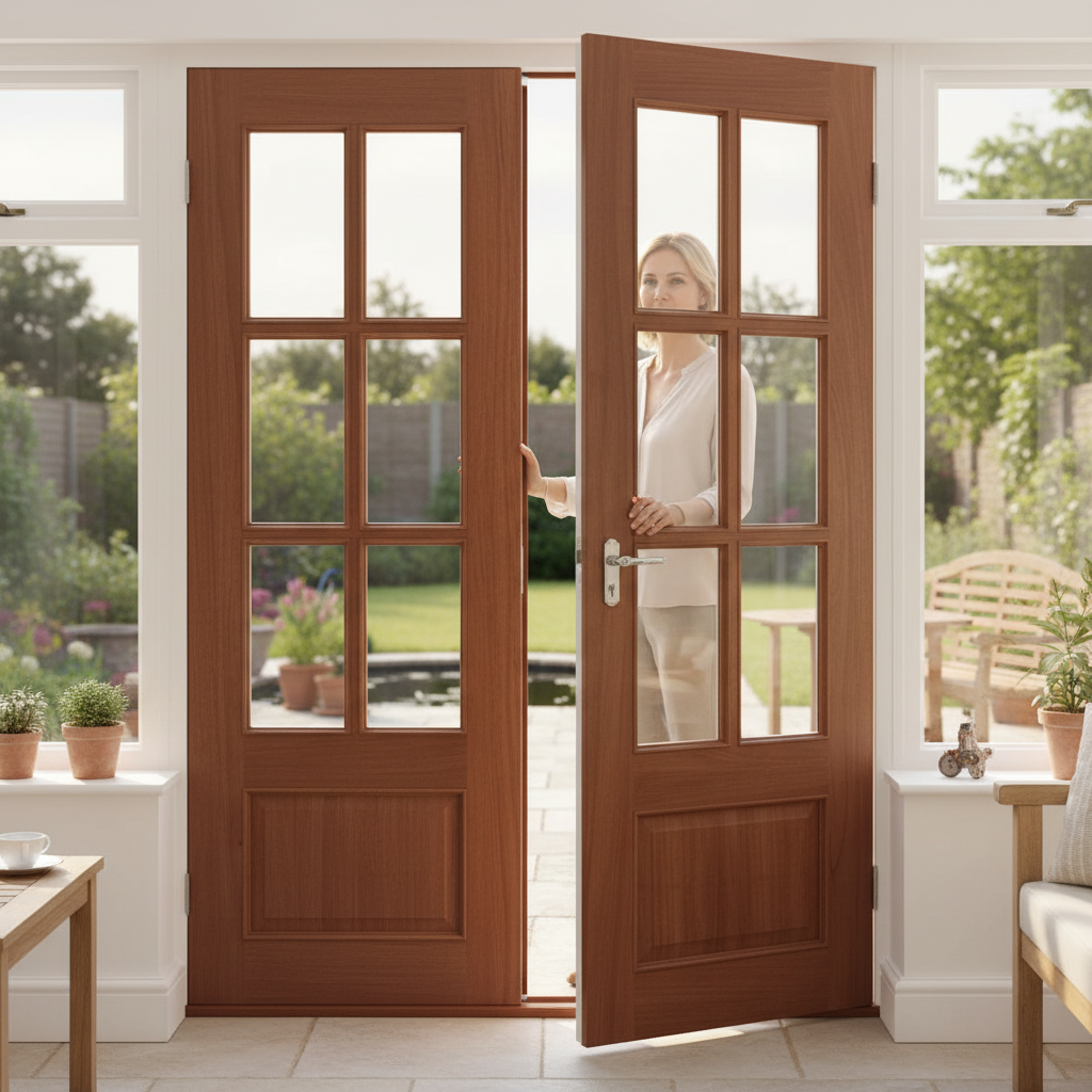 Premium External French Doors with Laminated Timber Cores for Strength and Stability, Suitable for Single or Double Glazing
