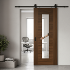 Premium Fully Finished Milano 1 Light Clear Glass Sliding Door with Black Steel Track - Modern Victorian Design