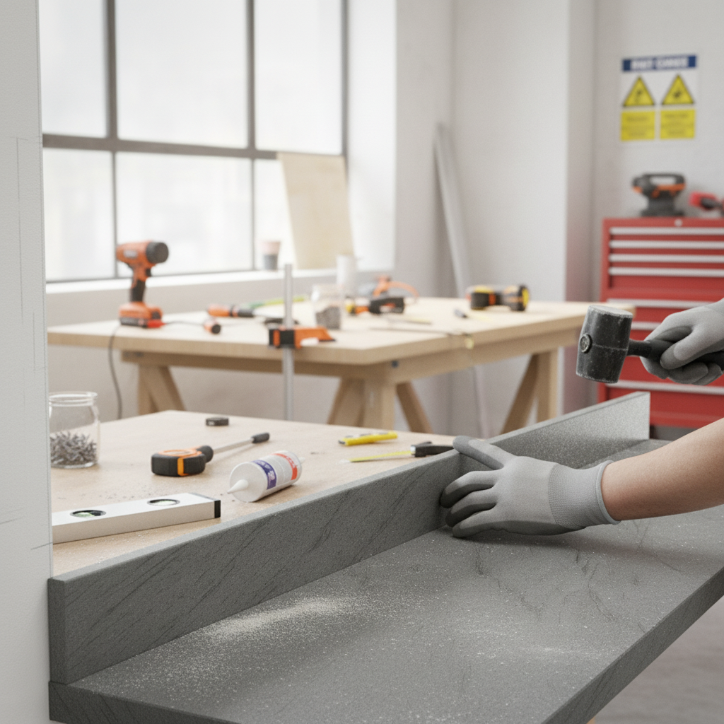 Premium Rounded Edge Upstand 3000mm - Elegant Silver Granite Laminate for Modern Kitchens
