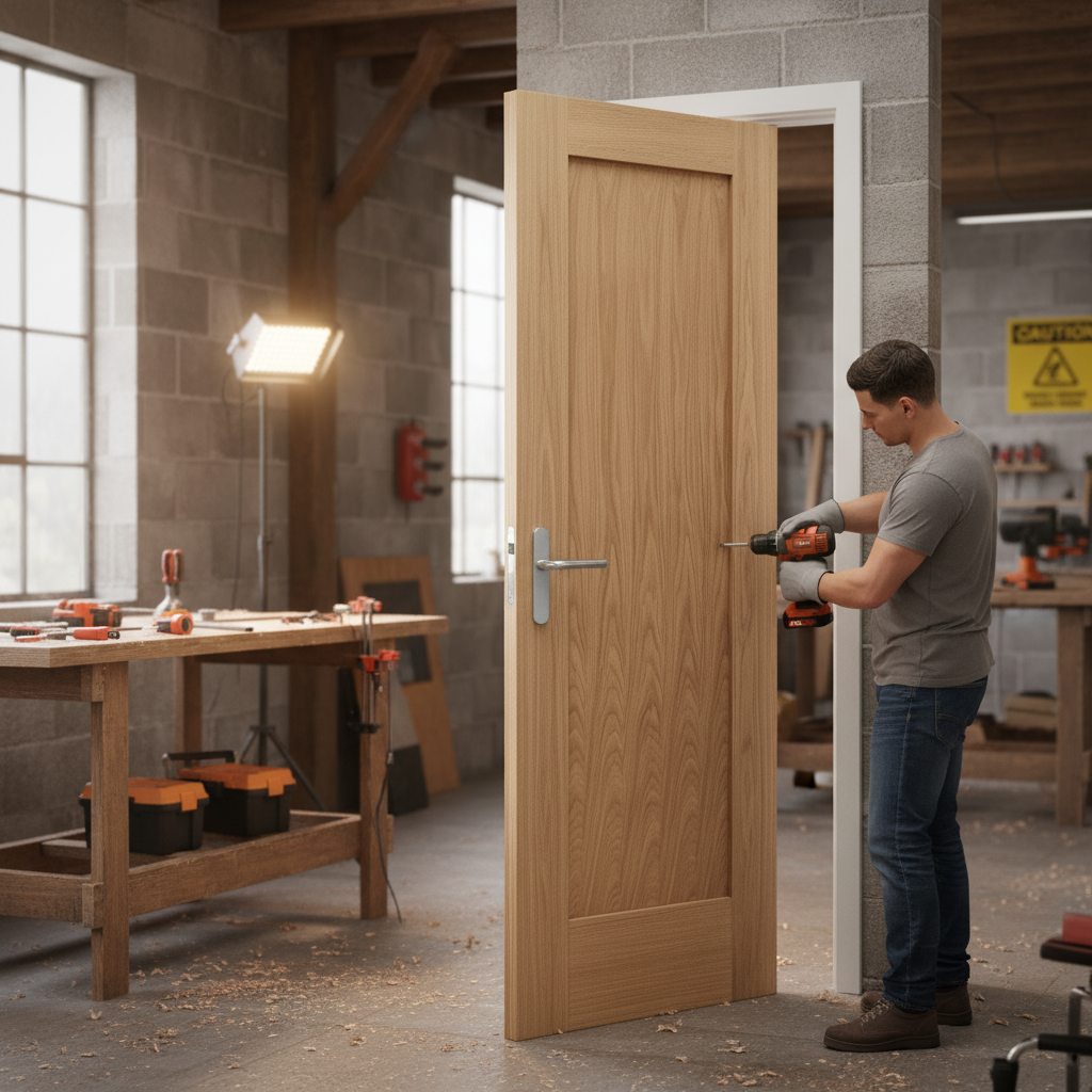 Premium Internal Unfinished Oak Pattern 10 Door with Solid Engineered Core - Ideal for Renovations
