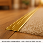 Self-Adhesive Coverstrip Door Profile in Polished Gold - 900mm - detail view