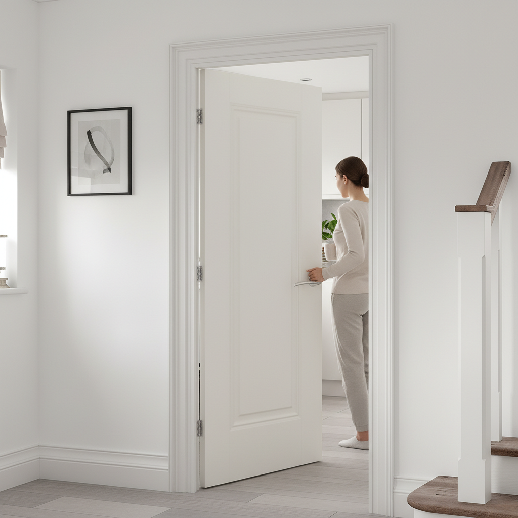 Premium White Primed Internal Door with Solid Engineered Core - Classic Design and Flexible Sizing Options