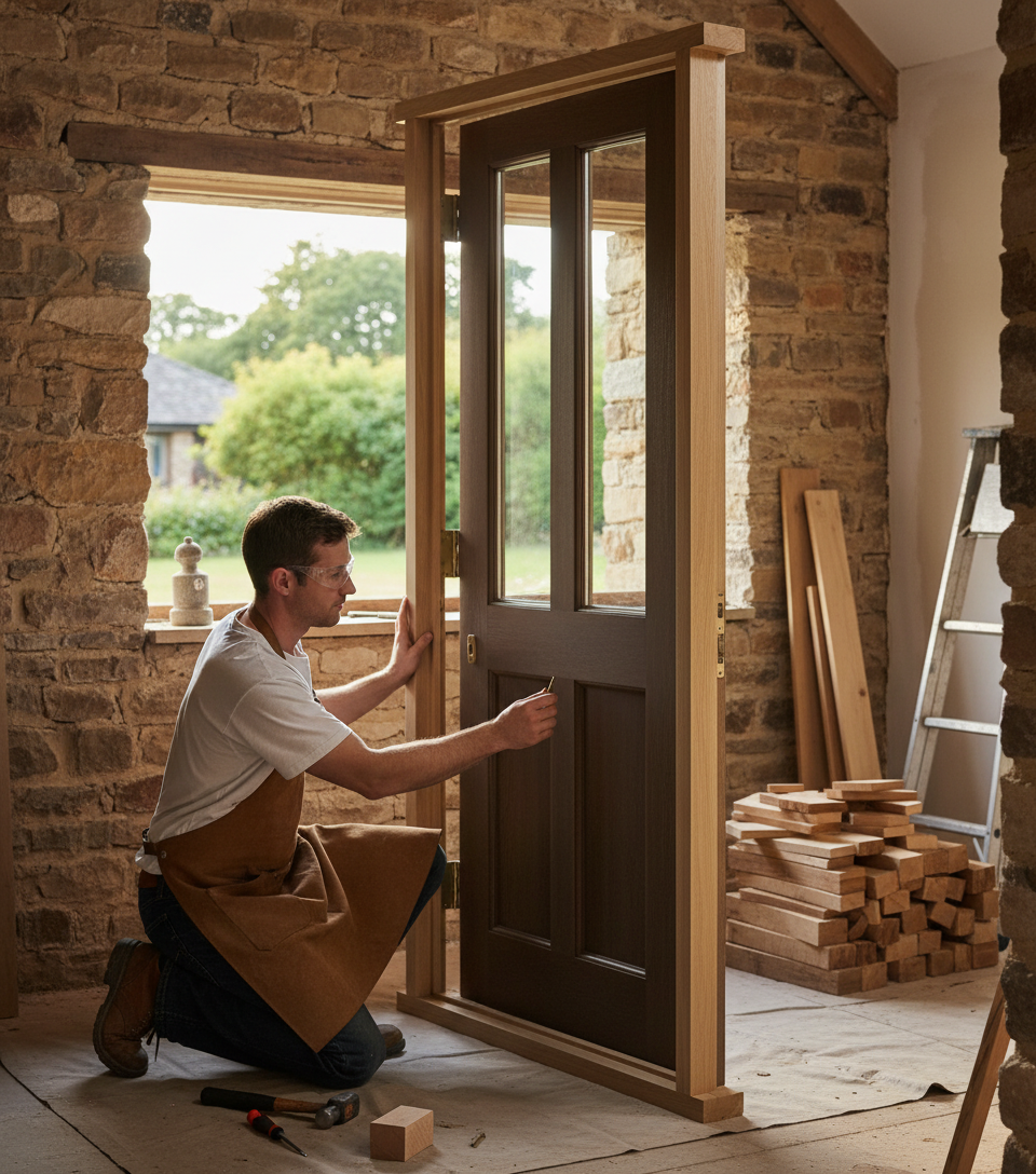 Premium Fully Finished Oak External Door Frame Kit for Easy Assembly, Suitable for Various Door Sizes