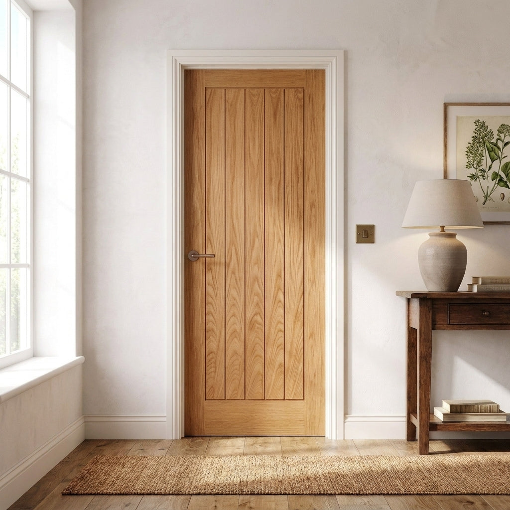 FD30 Fire Rated Oak Internal Door with Solid Engineered Core, Fully Finished