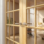 Internal Pair Door with Clear Glass, Unfinished Pine, Solid Core SA 15 - detail view