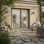 Premium Matt Grey Aluminium External French Patio Door with Clear Tempered Double Safety Glass for Enhanced Security and Natural Light