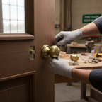 Premium Antique Brass Mushroom Mortice Fire Door Knob Set with Ball Bearing Hinges and Tubular Latch for Enhanced Safety and Elegance